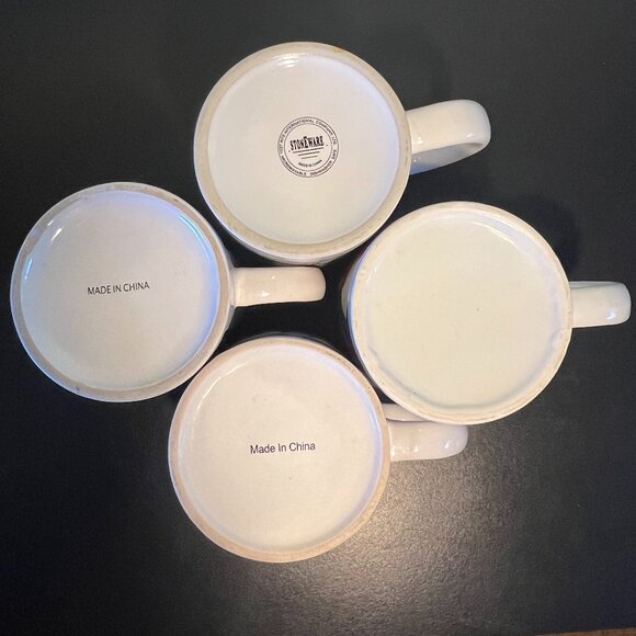 Lot of 4 SNOWMEN Winter Holidays Colorful Stoneware  Mugs ~ Let it Snow! - Picture 11 of 12